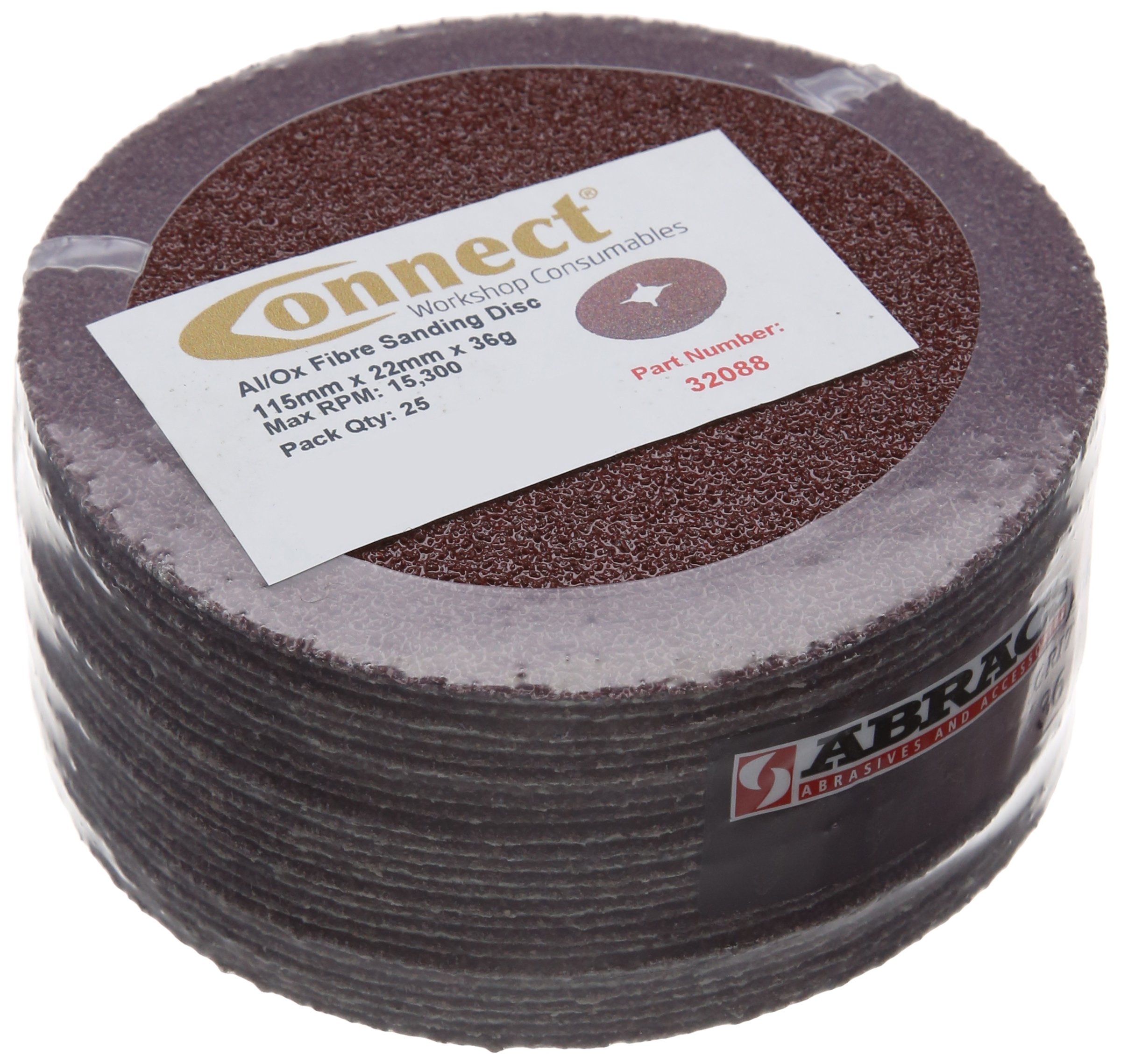 Connect 32088 Abracs Fibre Sanding Discs 115mm x P36 25pc