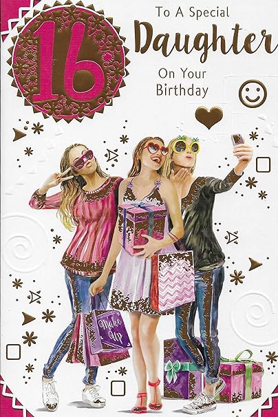 Daughter 16th Birthday Card Modern Design 9 X 6 Inches Ad9 Amazon Co Uk Office Products