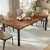Garvee Large Dining Table for 6-8 People, 71" Wooden Kitchen Table | Kitchen Table with Sturdy Metal Frame, Dining Room Table for Dining Room, Kitchen, Black Leg &amp; Retro