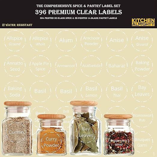 Amazon Com 396 Printed Spice Jars Labels And Pantry Stickers