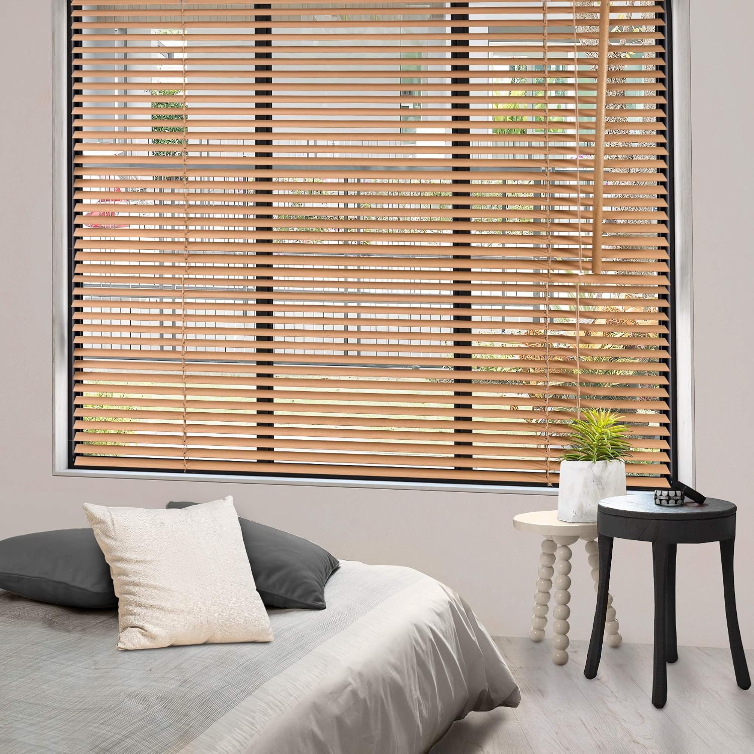 Store Vénitien Bois Massif 50mm - Occultant Sur Mesure Pour Fenêtres W80xH120cm