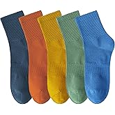 RICOTNSOCS Mens Athletic Cotton Quarter Crew Socks Light Weight Moisture Wicking Odor Control Sports Socks for Men 5 Pairs
