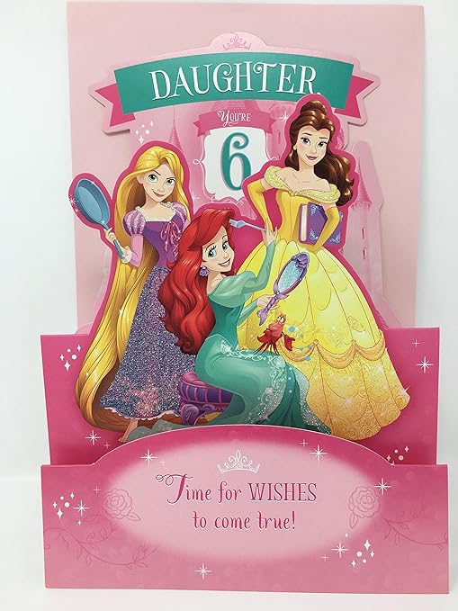 Fille D Anniversaire 6 Ans Disney Princess Carte Support Hallmark Amazon Fr Fournitures De Bureau