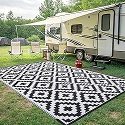Smiry Waterproof Outdoor Rug 8x10 ft, Reversible