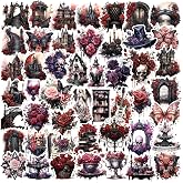 Bomichi Dark Aesthetic Goth Stickers 100 Pcs, Vintage Rose Skull Stickers Horror Vinyl Waterproof Decals for Water Bottles Laptop Phone Scrapbook Junk Journal Collage DIY Crafts