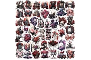 Bomichi Dark Aesthetic Goth Stickers 100 Pcs, Vintage Rose Skull Stickers Horror Vinyl Waterproof Decals for Water Bottles Laptop Phone Scrapbook Junk Journal Collage DIY Crafts