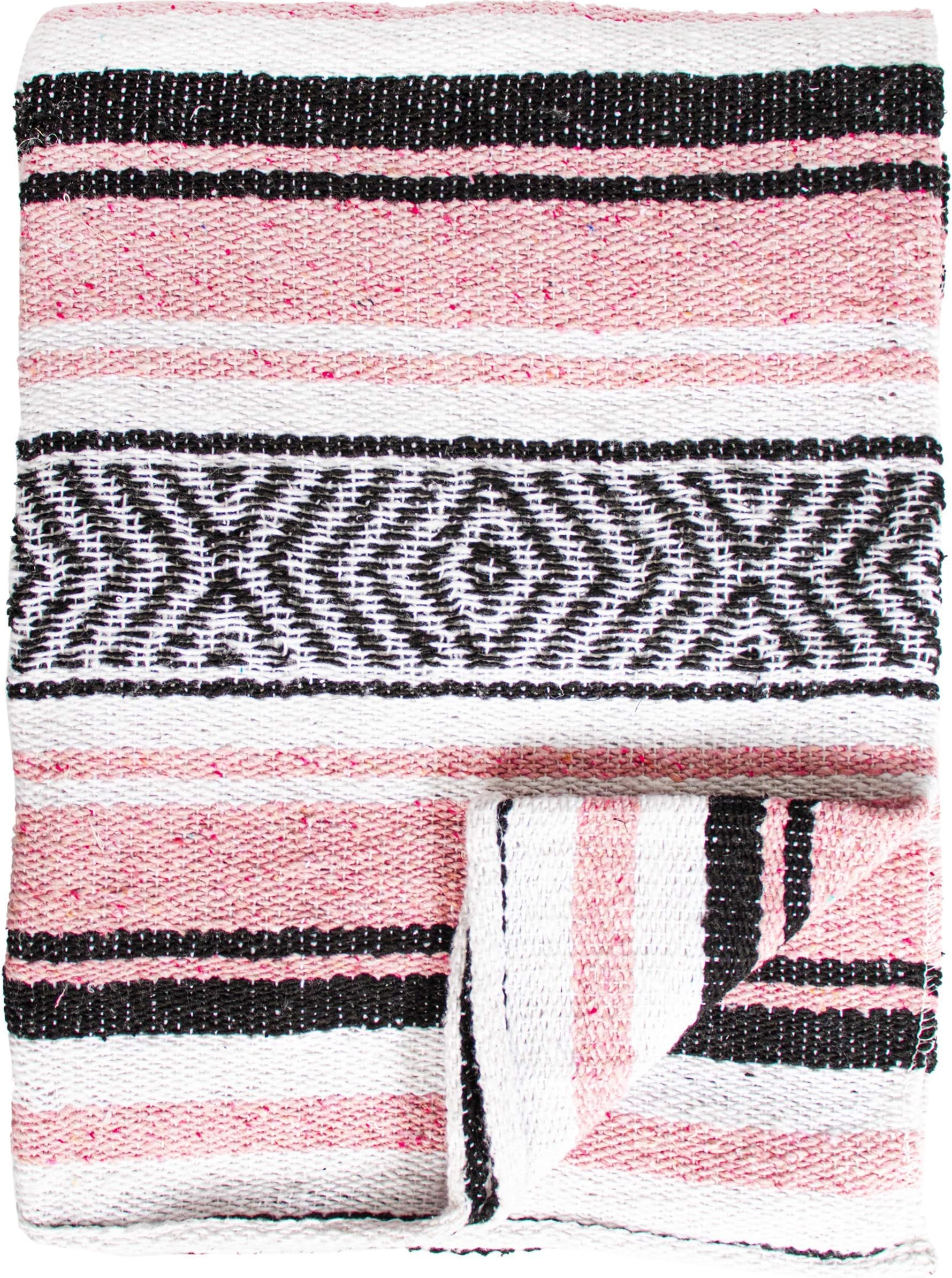 threads west Genuine Mexican Handwoven Blanket Premium Large Heavyweight Falsa Blanket, Serape & Yoga Blanket | Beach Blanket | Throw Blanket | Tassel-Less Design | Made in Mexico