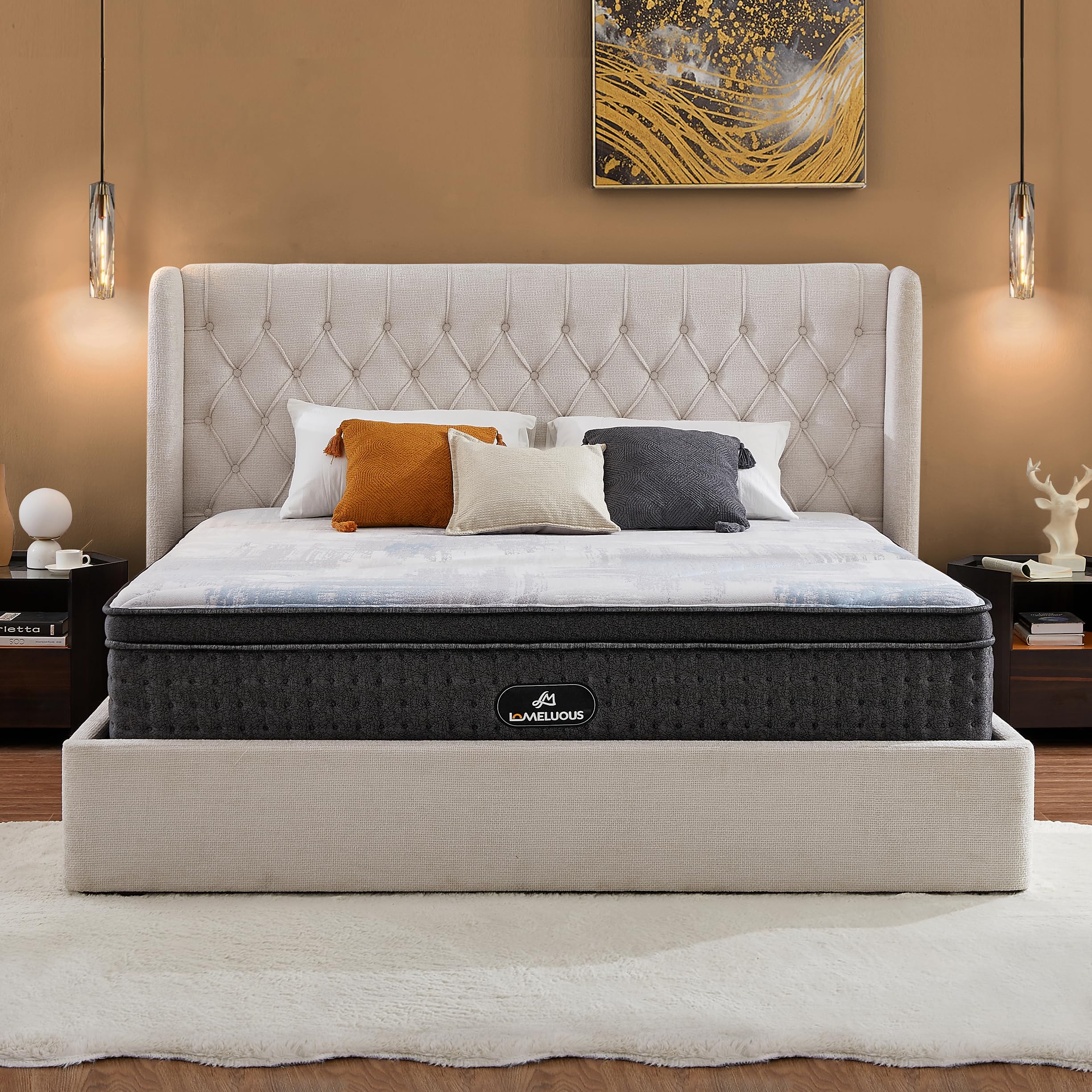 Photo 1 of Lomeluous King Mattress, 14 Inch Hybrid King Size Mattress with 4 Layers Premium Gel Memory Foam and 7-Zone Pocketed Coils, Edge Support, Plush Medium for Cooler Sleep, Pressure Relief, Back Pain