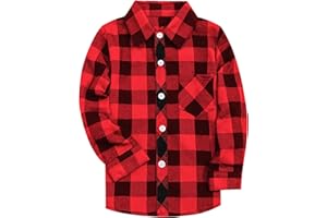 SANGTREE Mens & Boys Plaid Shirt Long Sleeve Button Down Flannel Shirts, US 3 Months - Adult 9XL