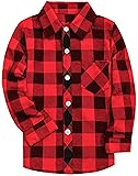 Boys Flannel Plaid Shirt Long Sleeve Button Down