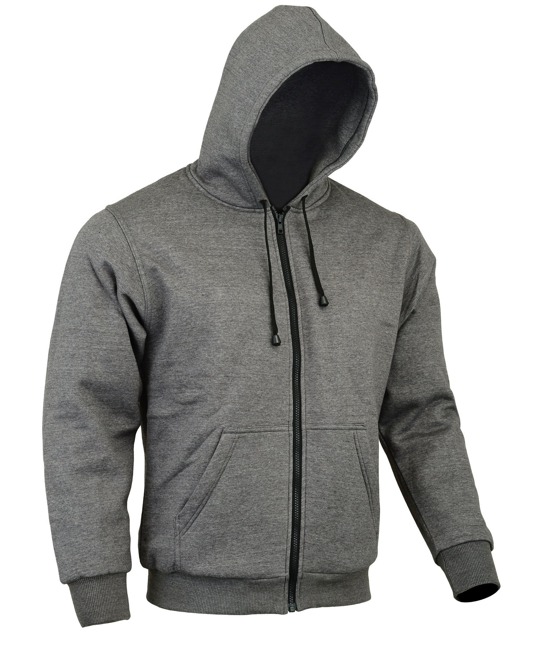 Bikers Gear The CrossFire Grey Full Kevlar Motorcycle Hoodie CE Protection, Grey, XL
