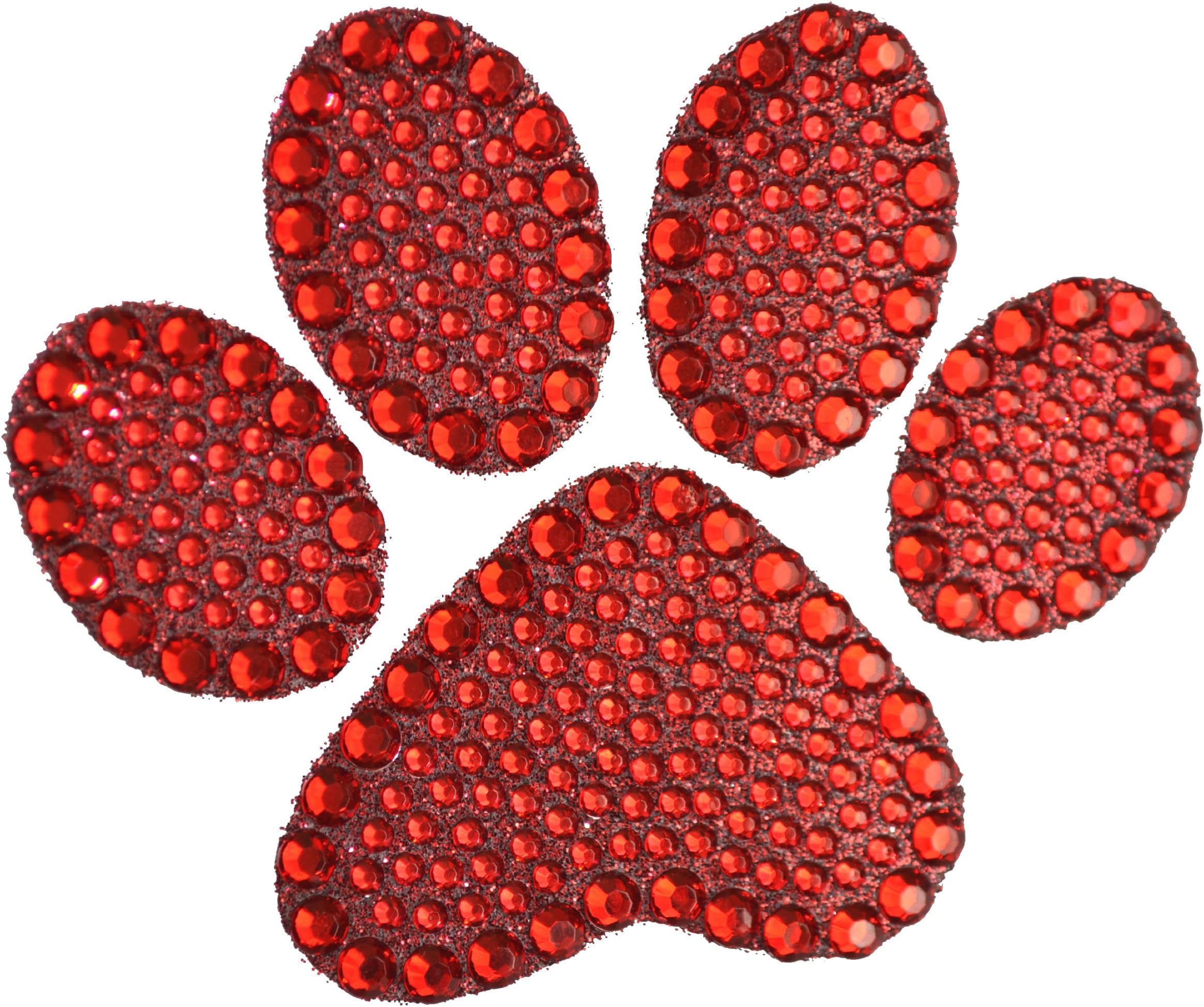 Crystal Heiress Rhinestone Sticker, Paw Print, 4 by 3.25-Inch, Red