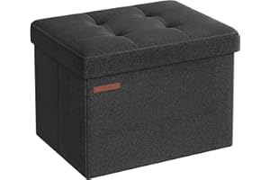 SONGMICS Small Folding Storage Ottoman, Foot Rest Stool, 31 x 41 x 31 cm, 286 kg Load Capacity, for Living Room, Bedroom, Hom