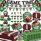 Football Party Decorations-191Pcs Football Party Supplies Includes Plates,Napkins,Cups,Tablecloth,Banner,Hanging Swirls,Honeycombs,Balloons,Cake Topper for Game Day Tailgate Party Decorations