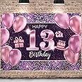 PAKBOOM Happy 13th Birthday Banner Backdrop - 13 Birthday Party Decorations Supplies for Girl - Pink Purple Gold 4 x 6ft