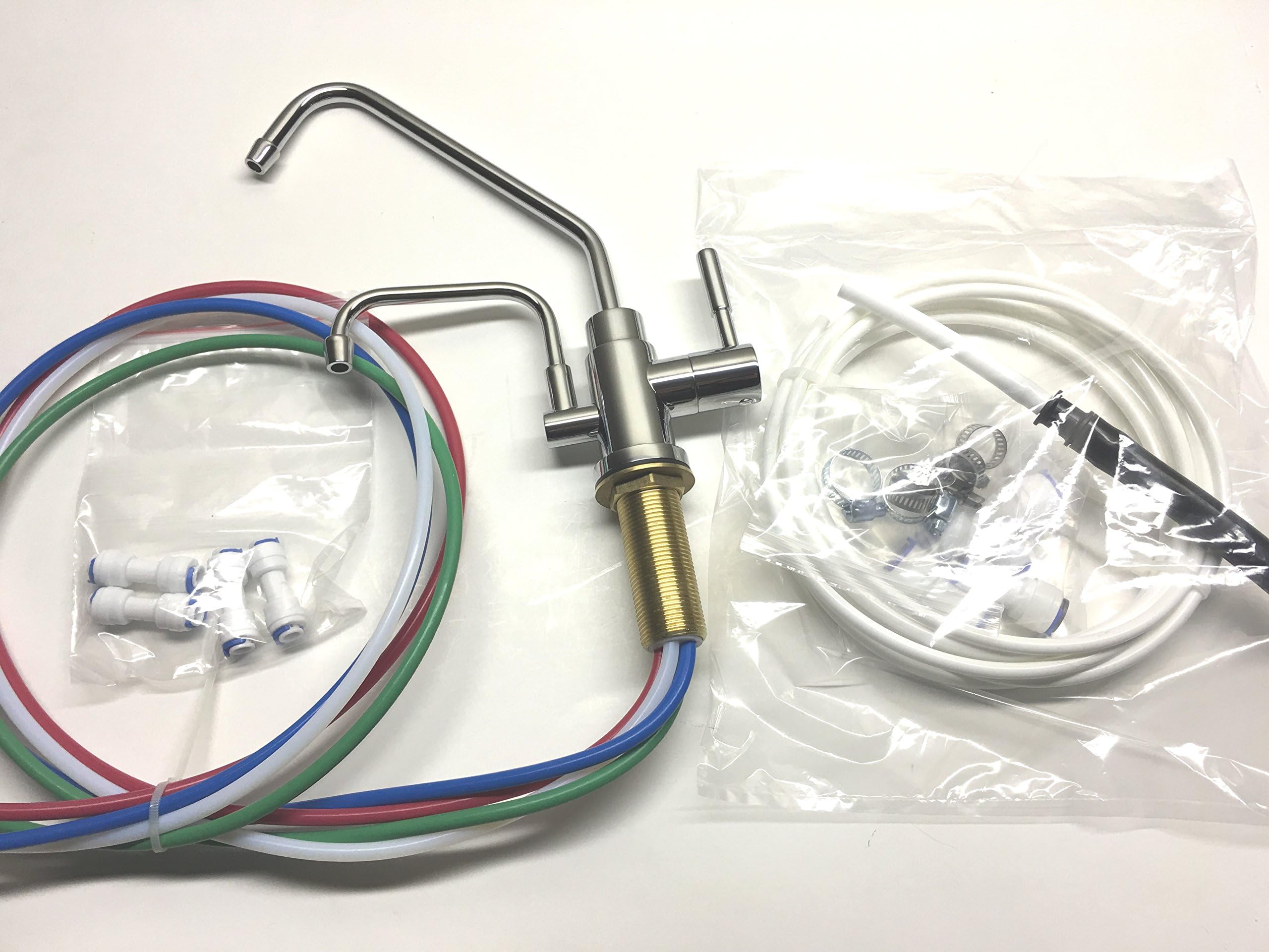 Universal Ionizer Faucet for Under Sink Installation - Chrome Finish with Installation Kit (Kit B - 3/8" Plastic Line, 1/4" Ionizer Fitting Size)