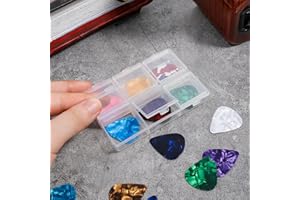 EZYMIVS Guitar Pick Holder, 6 Grid Guitar Pick Organizer Guitars Picks Box, 60 Capacity, Guitars Picks Display Case for Tablets, Screw Tools, Box Only