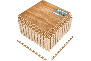 Sorbus 120 Sq. Ft. Wood Grain Floor Tiles Foam Mat EVA Interlocking Mats Tile 3/8-Inch Thick Flooring Wood Puzzle Exercise Ma