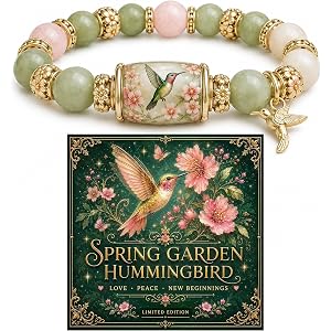 2026 Limited Edition Cardinal Butterfly Hummingbird Bracelet for Women, Inspirational Natural Stone Beaded Stretch Adjustable