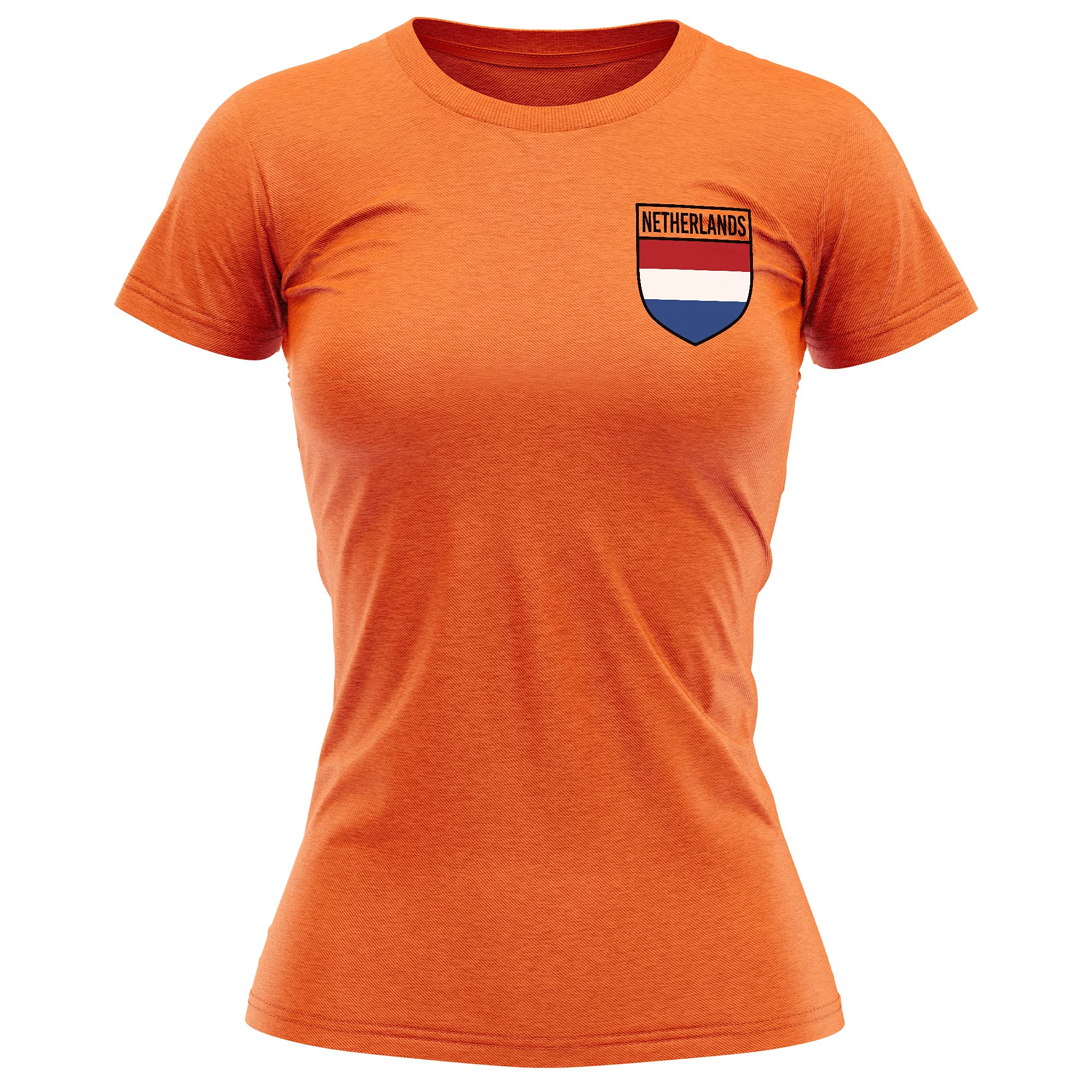 Netherlands Football Shirt Womens - Retro Holland Flag Badge T Shirt - Football Country European Supporters 2020 Tee Her - Dutch Tournament 2021 Footy Soccer Top, L, Orange