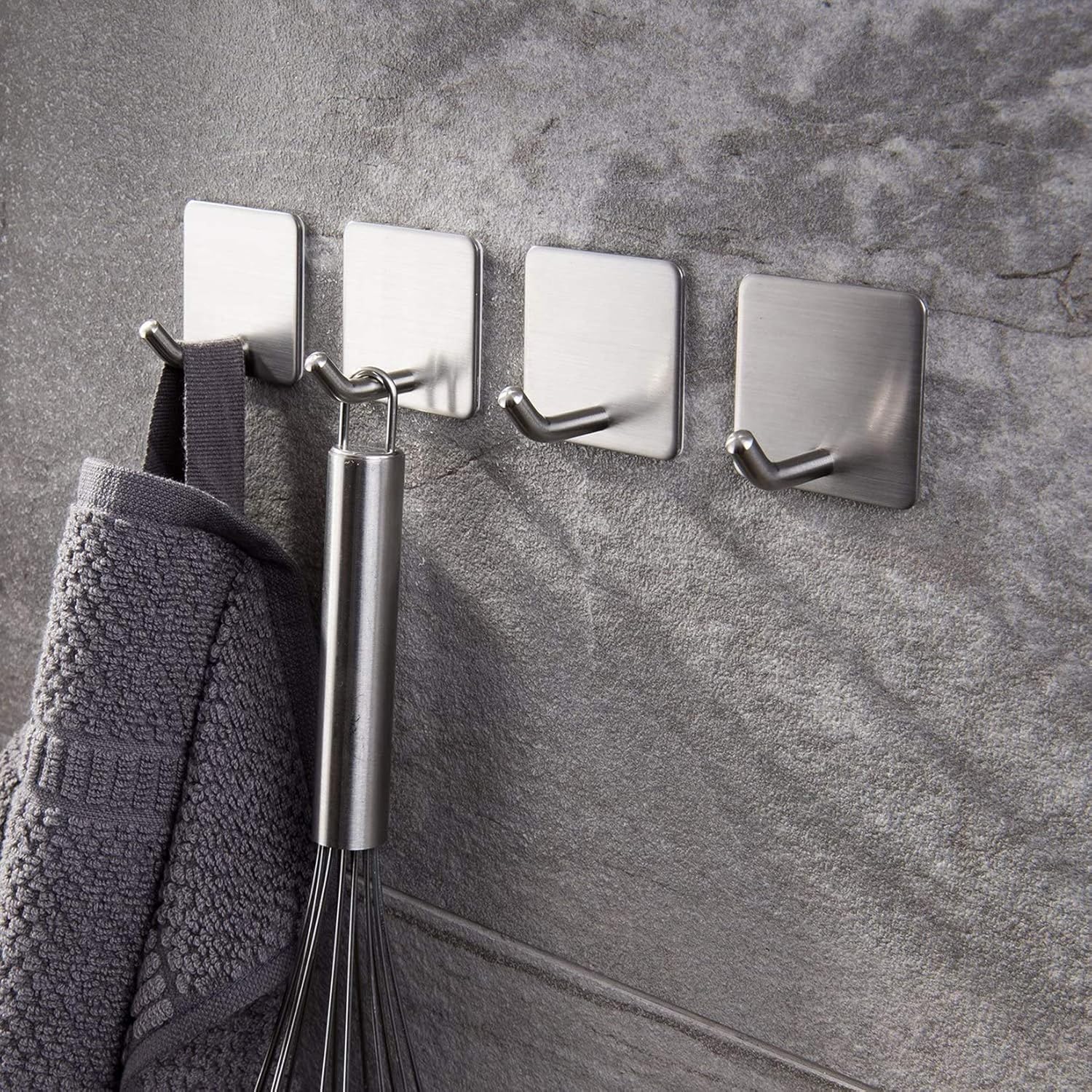 YIGII Towel Hooks/Bathroom Hook - Self Adhesive Hooks Office Hooks Hanging Keys for Kitchen Stick on Wall Stainless Steel 4 Packs: Home & Kitchen
