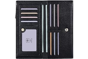 Tipmile Ultra Slim Wallet for Women Bifold Leather RFID Blocking Credit Card Holder Ladies Womens Wallet with Zip Pocket, Black