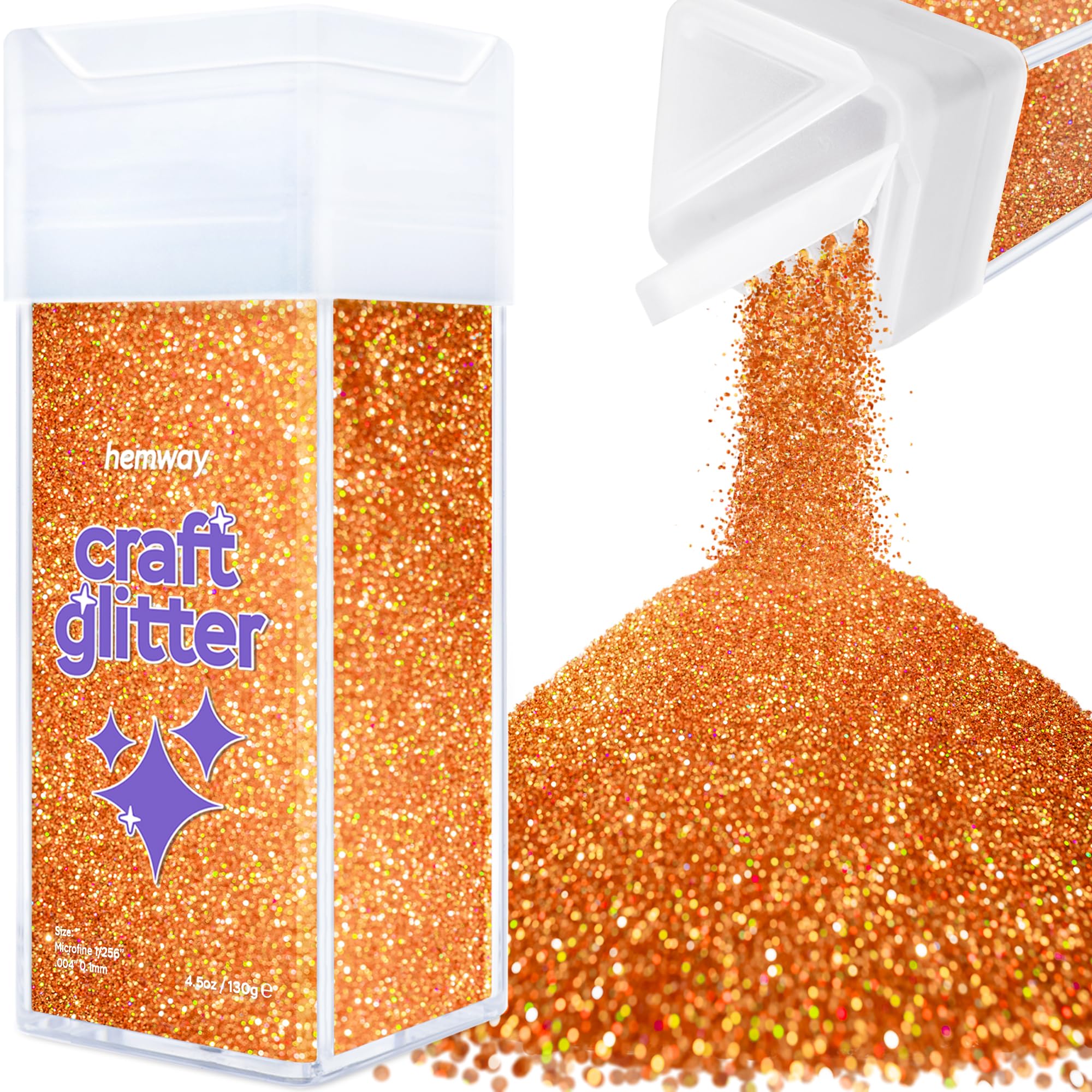 Hemway Glitter Shaker Copper Holographic 110g Microfine, Craft Glitter Shaker for Resin & Epoxy Crafts, Christmas Art Supplies, Nail, Body, Face, Eye, Festival, Crafting, Slime, Sparkle
