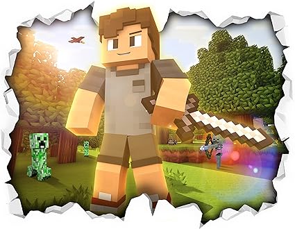 Minecraft Wall Vinyl Poster Sticker Bedroom Game Room Mural Creeper Mojang Large 650mmx835mm