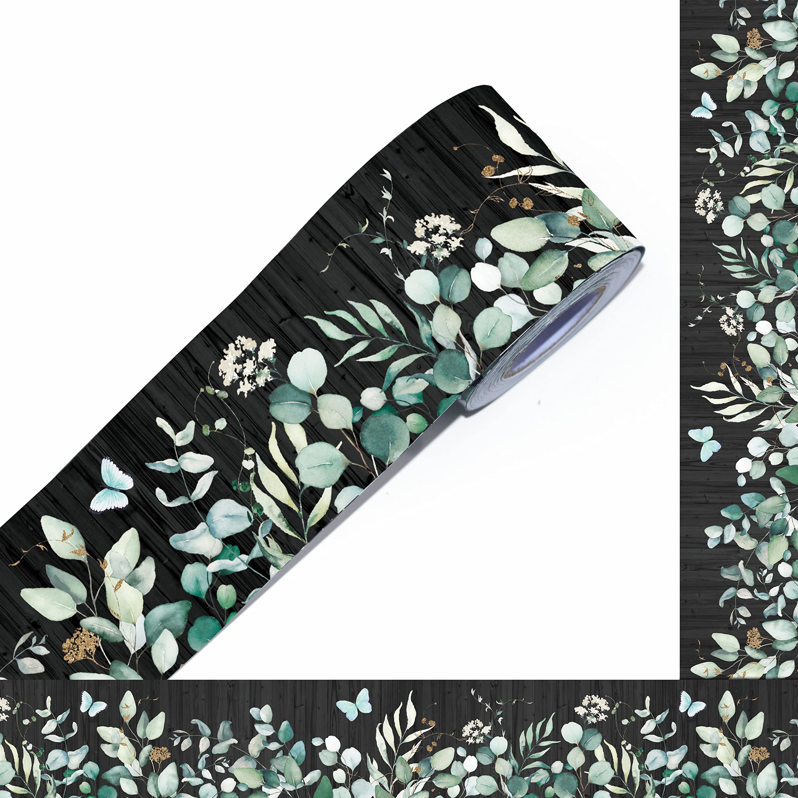 Photo 1 of 60 Feet Bulletin Board Borders, Greenery Straight Rolled Border Trim Board Border Decoration for School, Classroom & Offices