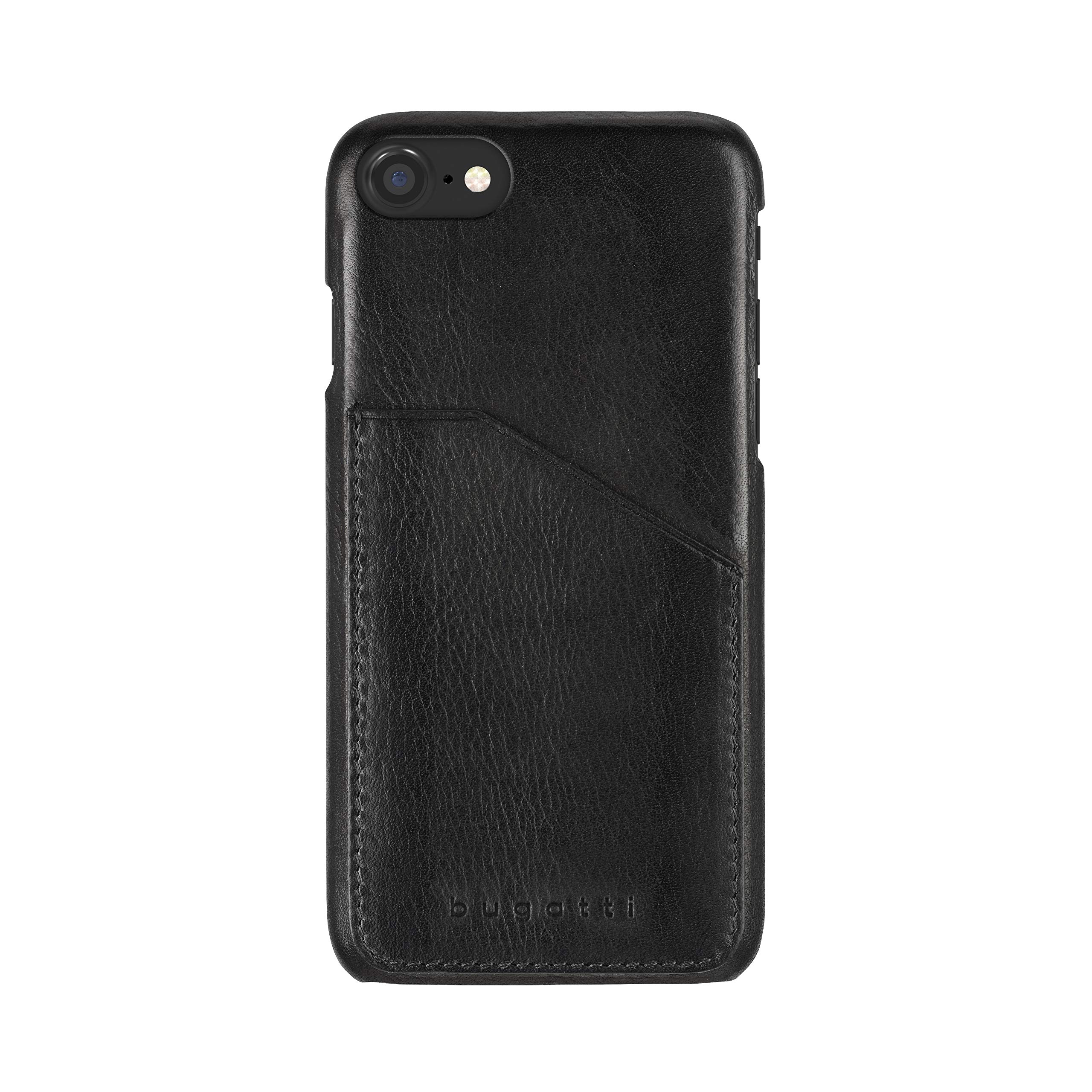 Bugatti Londra Premium Real Leather Protective Burnished Snap Case Compatible with iPhone 7 - Black