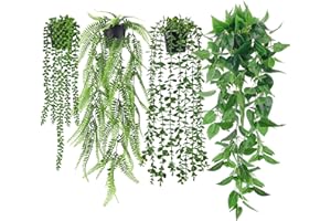 Der Rose 4Pcs Fake Plants Hanging Artificial Ivy Vines Faux Hanging Plants for Boho Home Bathroom Bedroom Living Room Wall Sh