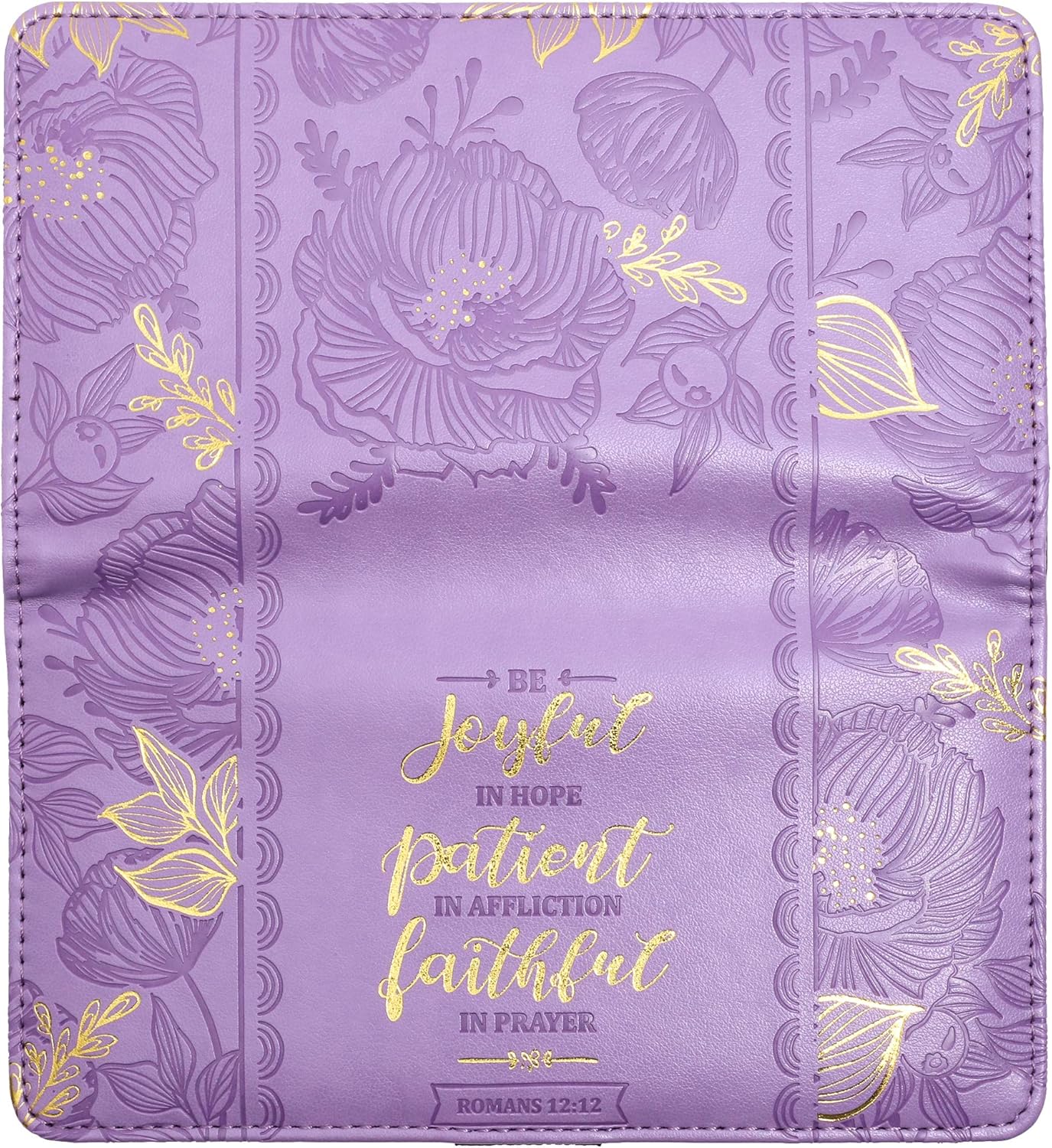 Religious Checkbook Cover Wallet for Women & Men Christian Card Holder Wallet for Checks & Credit Cards, RFID Blocking, Metallic Gold Foil (6.9 x 3.75 in, Lilac)