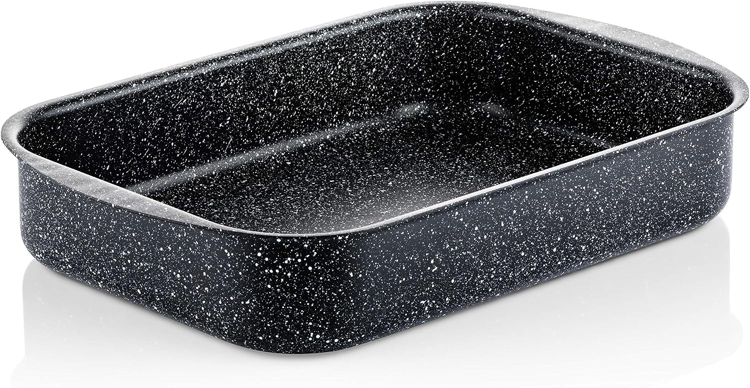 Westinghouse Roasting Tin, Casserole Dish 35 Centimeters with Black Marble Finish