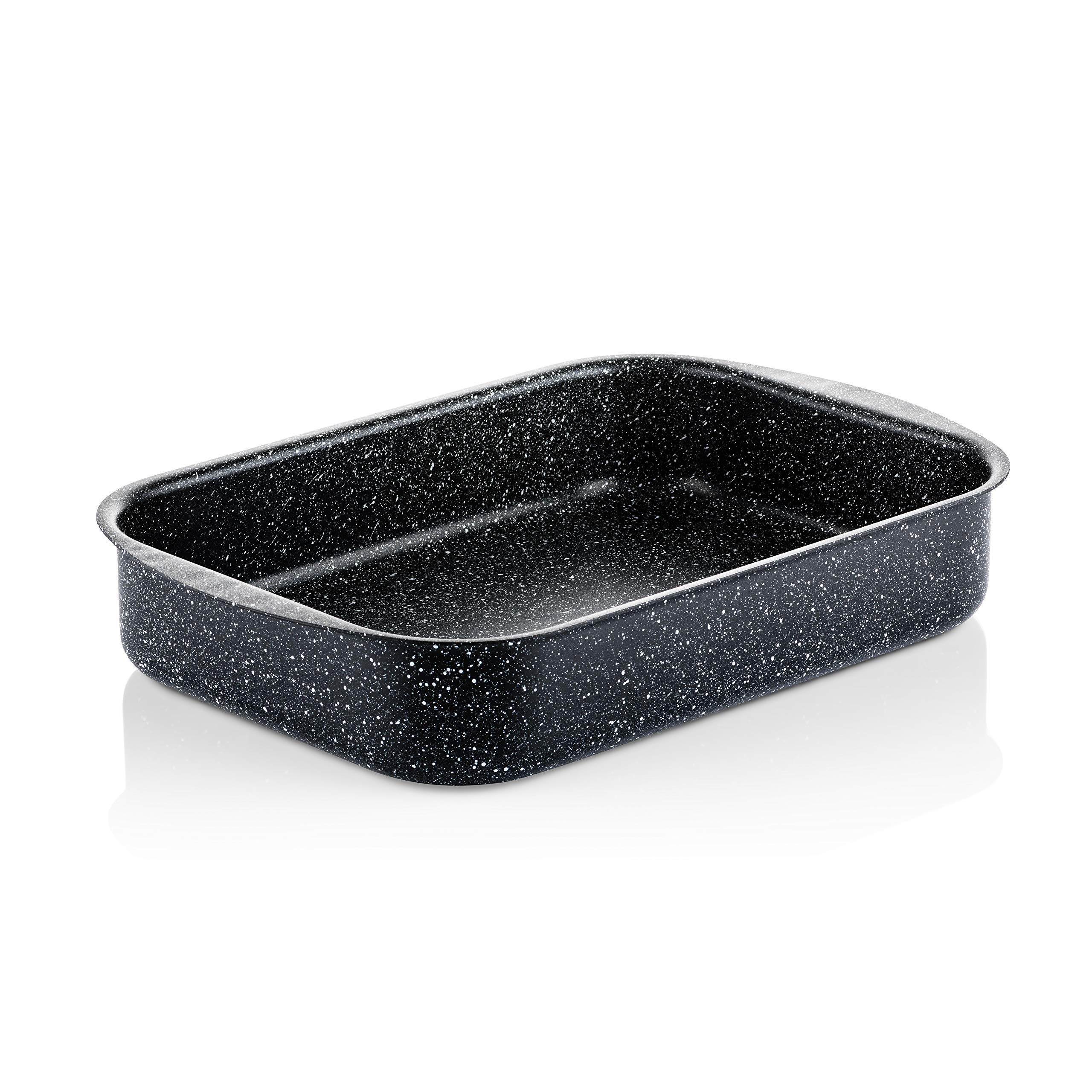 Westinghouse Roasting Tin, Casserole Dish 35 Centimeters with Black Marble Finish, Baking Trays for Oven Non-Stick Dishwasher Safe, Roasting Tray โ image 1