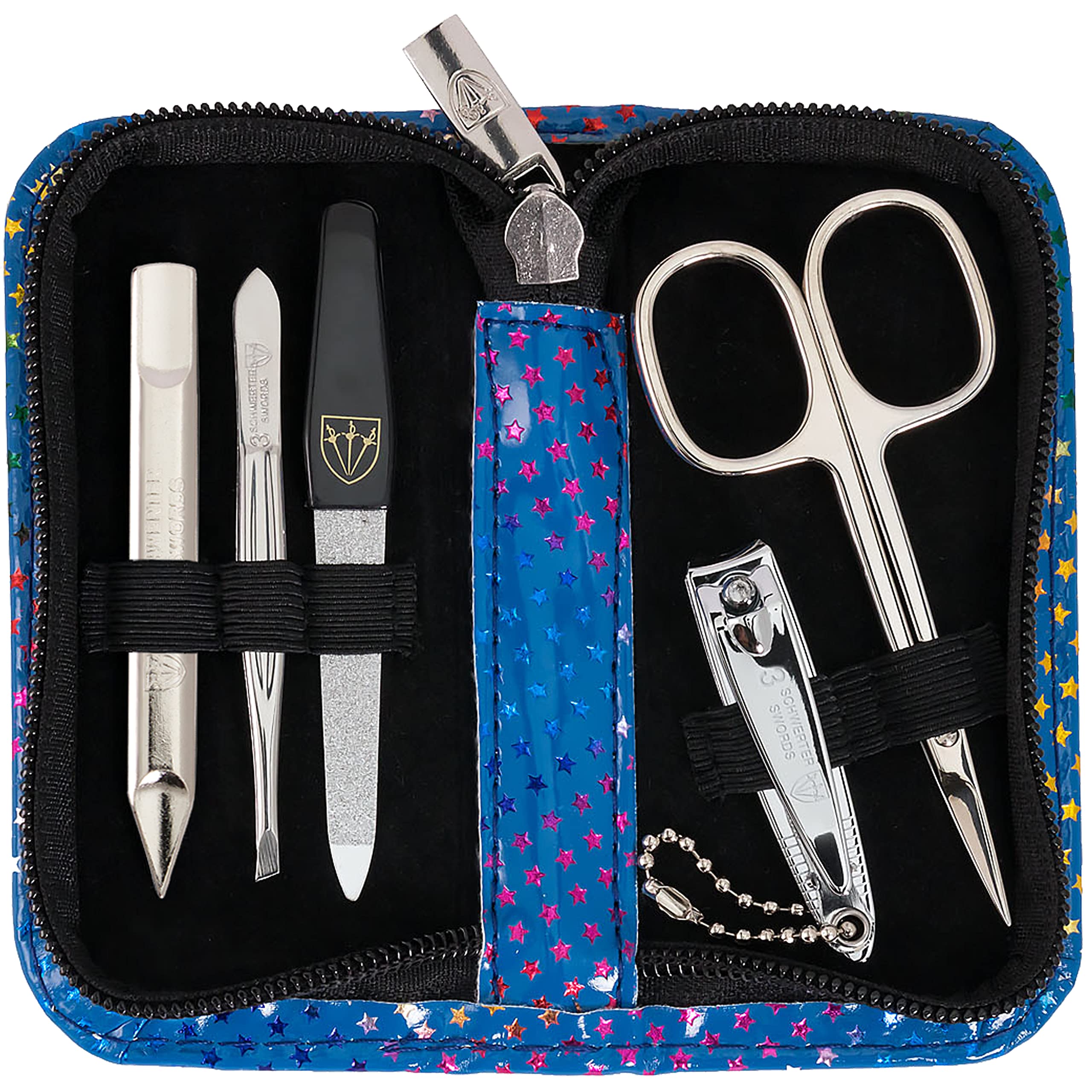 3 Swords Germany - brand quality 5 piece manicure pedicure grooming kit set for professional finger & toe nail care scissors clipper fashion leather case in gift box, Made by 3 Swords (6745)