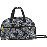 LUCAS Designer Carry On Luggage Collection - Lightweight Pattern 22 Inch Duffel Bag- Weekender Overnight Business Travel Suitcase with 2- Rolling Wheels (Paisley Peacock)