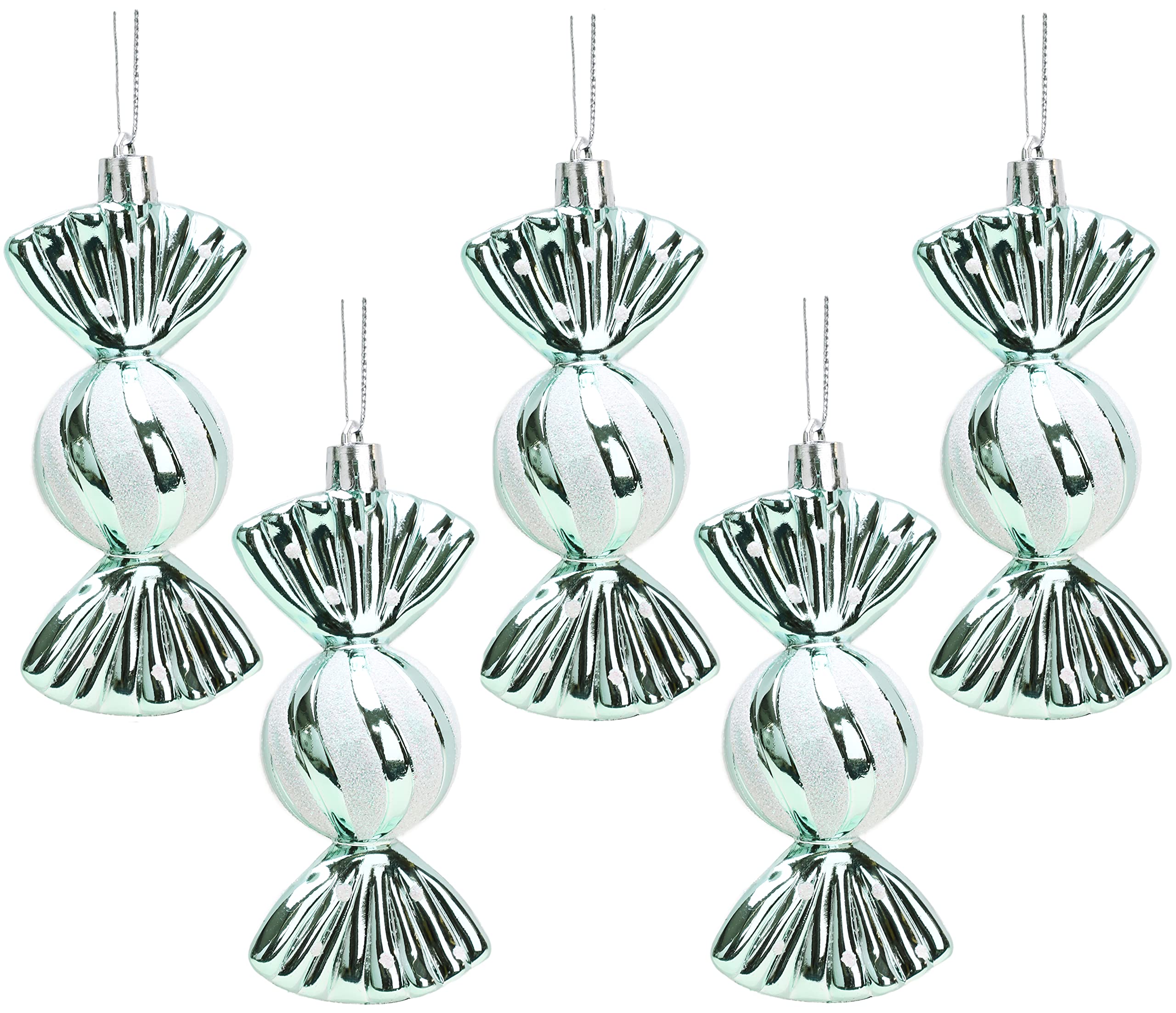 Christmas Concepts® Pack of 5-110mm Large Sweet Shaped Baubles - Shiny & Glitter Decorated - Christmas Baubles (Mint Green)