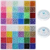 ORNSHIZI Size 4mm Seed Beads About 8000pcs 48 Colors 6/0 Glass Seed Beads for Making Jewelry Bracelet Necklace