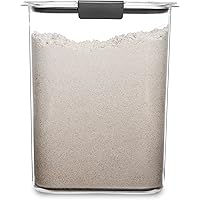 Rubbermaid Brilliance Airtight Food Storage Container for Pantry with Lid for Flour, Sugar, and Rice, 16-Cup, Clear/Grey