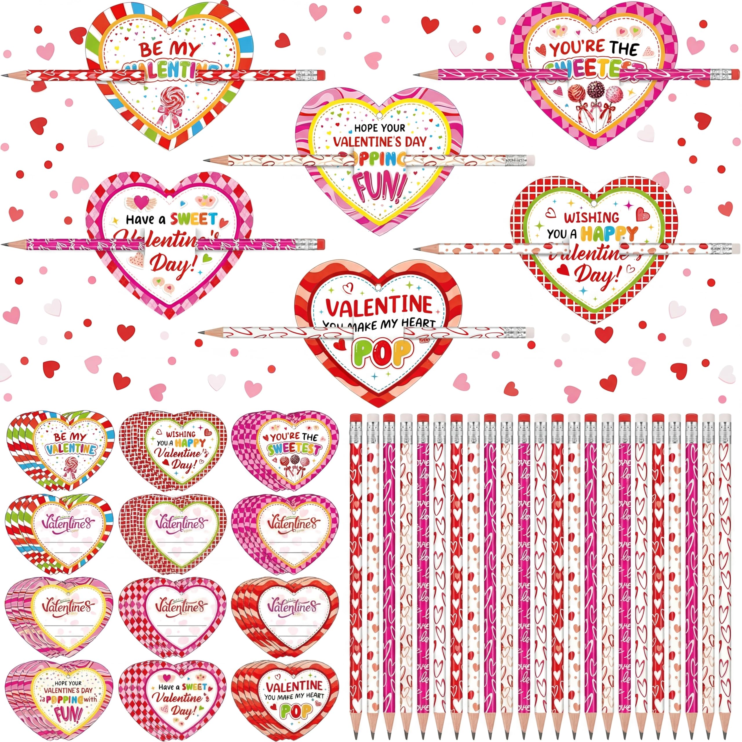 Photo 1 of Eaasty 24pack Galentine's Day Gifts Valentine Day Pencils with Heart Cards Heart Pencils Bulk with Love Cards Valentine Wood Pencil for Goodie Bags Fillers Exchange Gifts Rewards Prizes Supplies