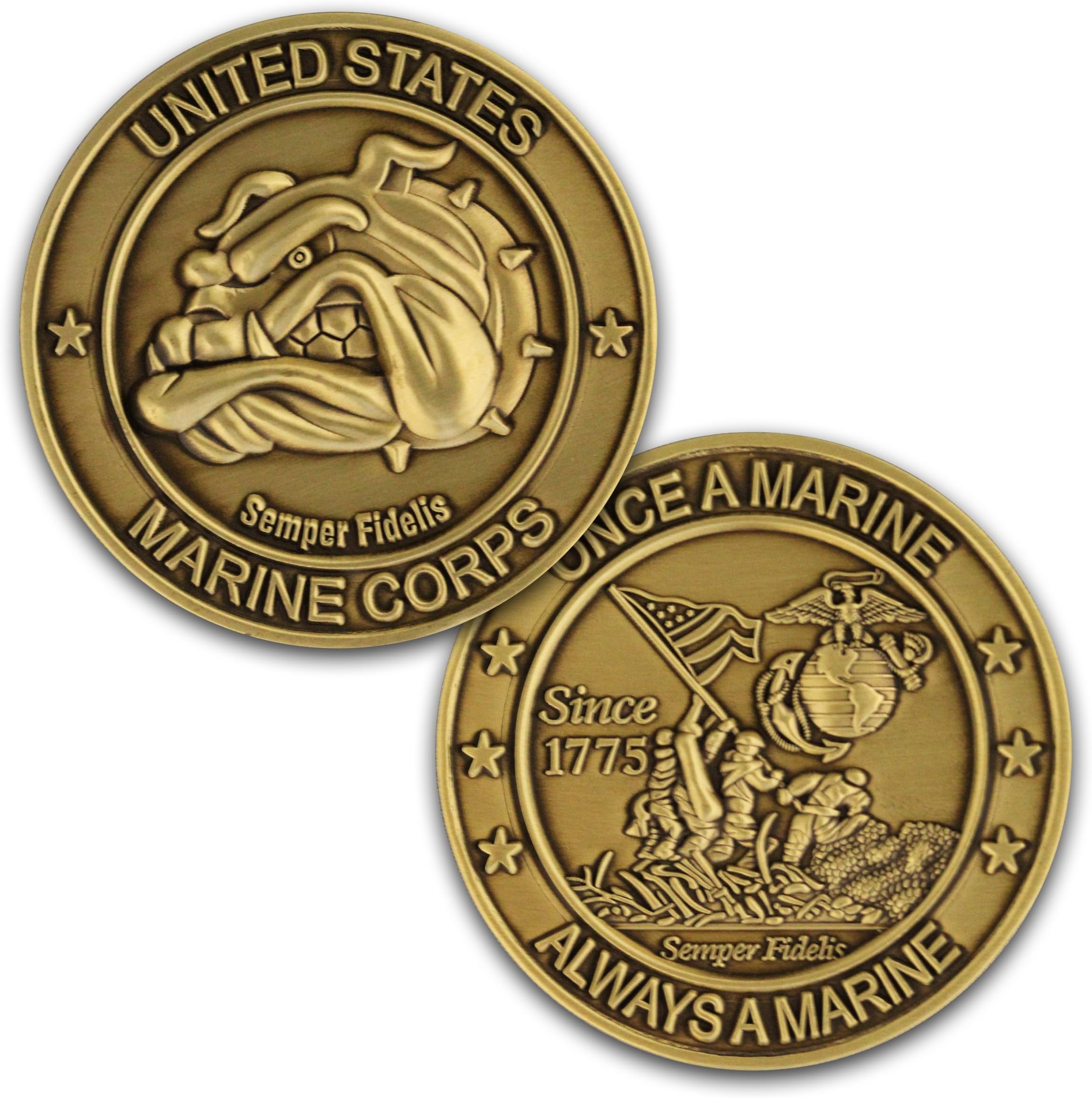 Coins For Anything, Inc USMC Marine Corps Mascot Challenge Coin! Officially Licensed Marine Corps Coin! Unreal 3D Die Struck Solid Brass Custom Coin. Designed by Marines!