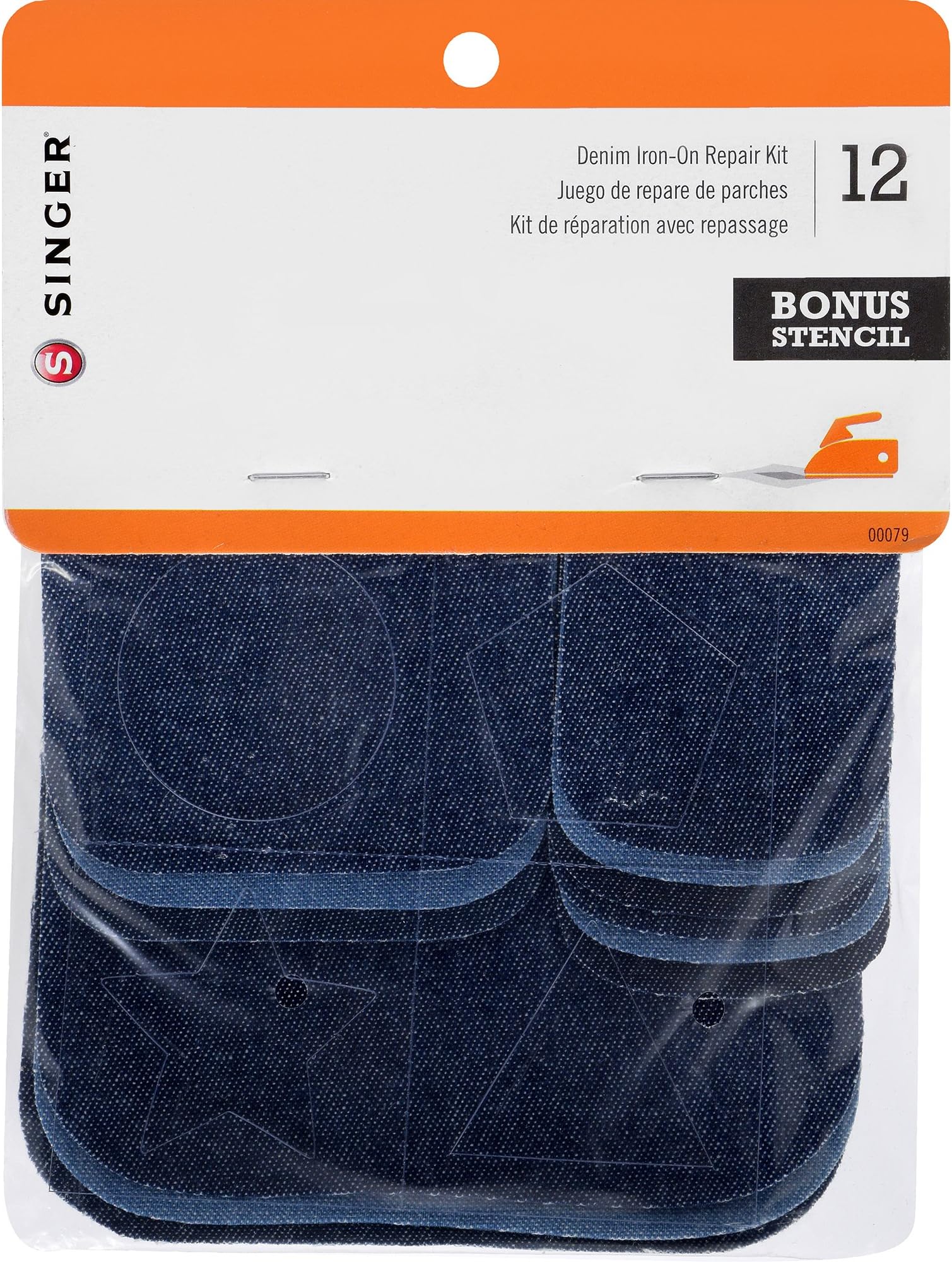 Singer Iron-on Patch Repair Kit Assorted Denim- Pack of 12