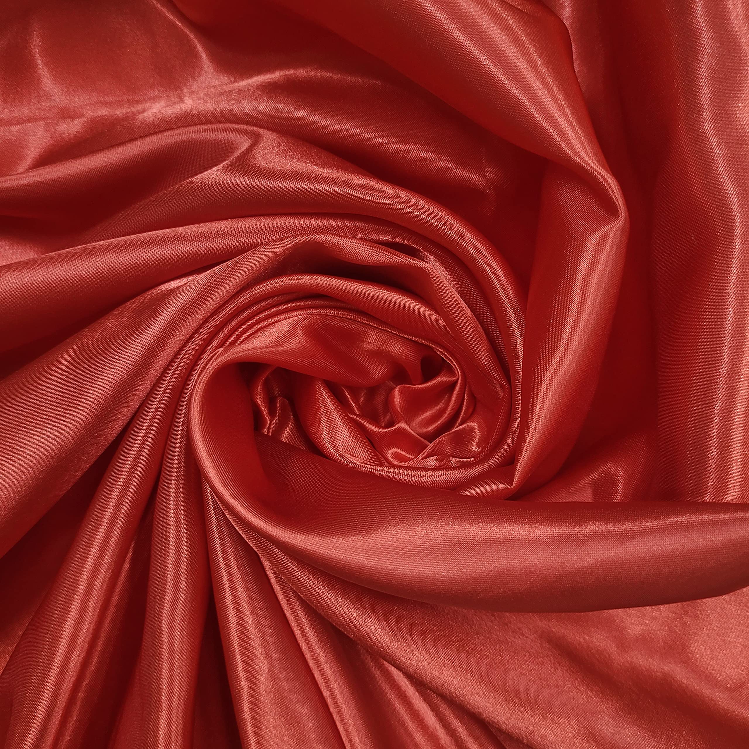 58"/150cm Wide Plain Poly Silk Satin Fabric (Available in 20+ Colours & Various Lengths) (RED, 2 Meter) — image 1