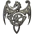 Dragon, Metal Wall Mounted Art, Mythical, Celtic, and Gothic Sculpture, 14.5 x 17.25 Inches