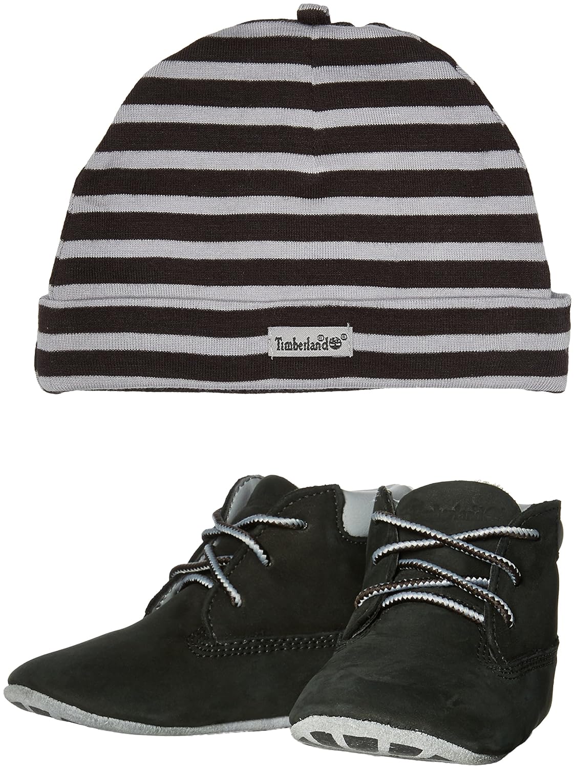 TIMBERLAND INFANT TODDLERS, CRIB WITH HAT BOOTS, A19Z1 BLACK NUBUCK 4C