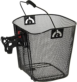 P4B Fahrradkorb Vorderrad mit Clip On Halter Lenkerkorb abnehmbar schwarz Fahrrad City Korb