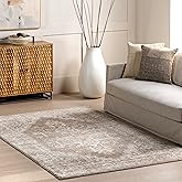 nuLOOM Gena Beige/Light Brown, 4' x 6', Distressed Medallion, Soft and Cozy, High Traffic, Stain Resistant, Easy Clean, Durab