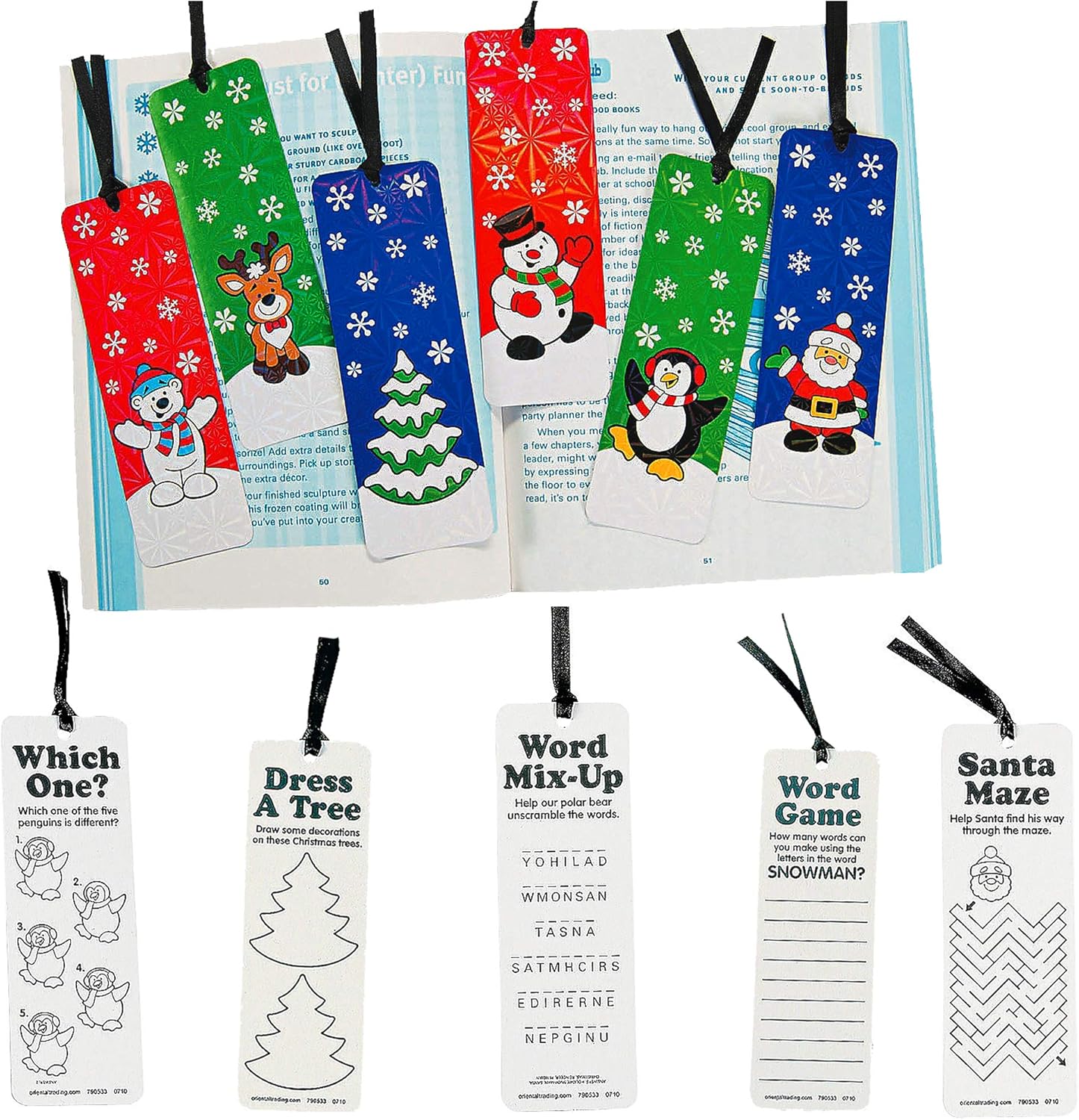 Christmas Bookmarks Bulk (48 Pack) Holiday Prismatic