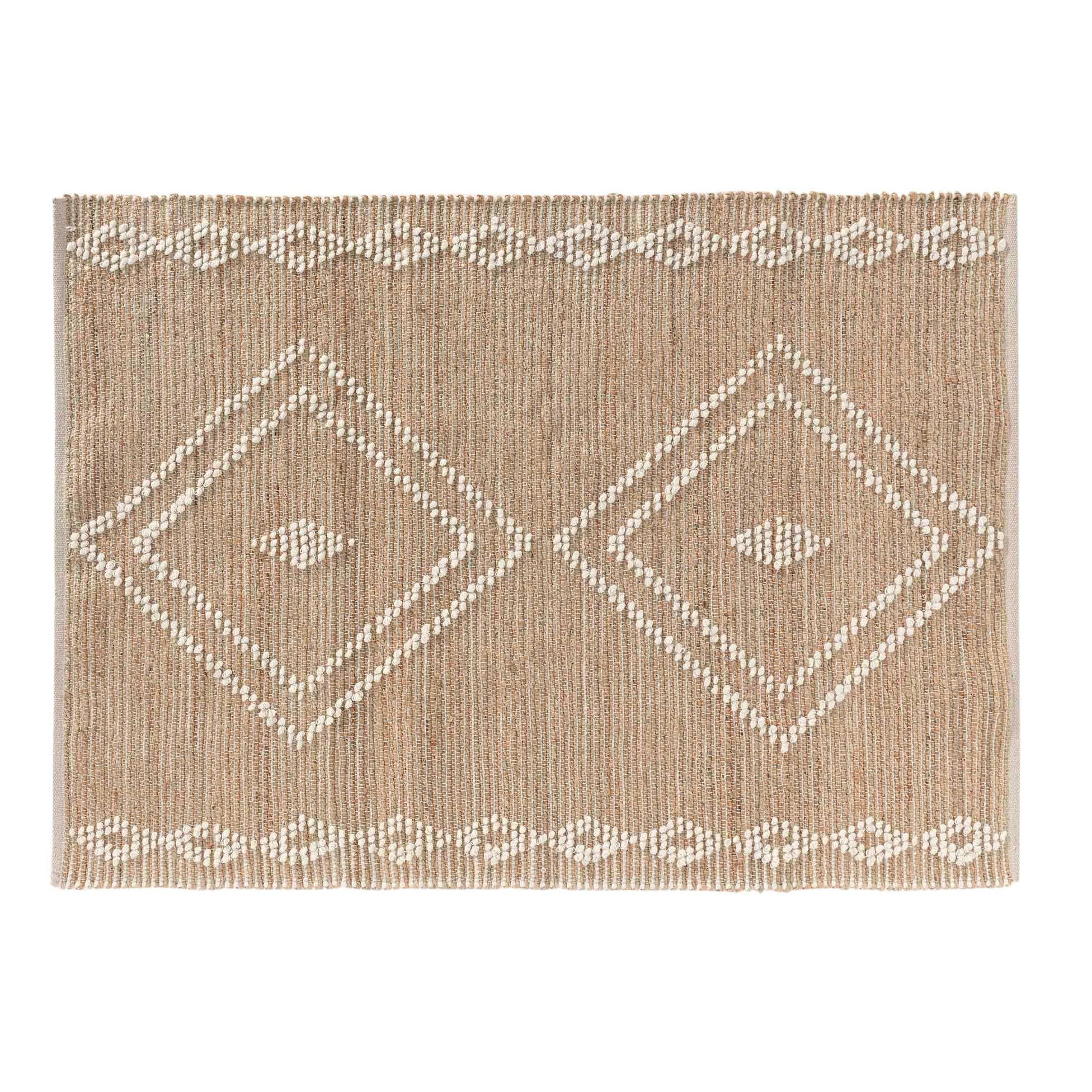 Douceur d'Intérieur, Floty Rectangular Rug 120 x 170 cm Plain Jute/Wool/Cotton