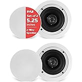 Pyle Pair 5.25&rdquo; Flush Mount in-Wall in-Ceiling 2-Way Home Speaker System Spring Loaded Quick Connections Dual Polypropylene Cone Polymer Tweeter Stereo Sound 150 Watts (PDIC1651RD) White